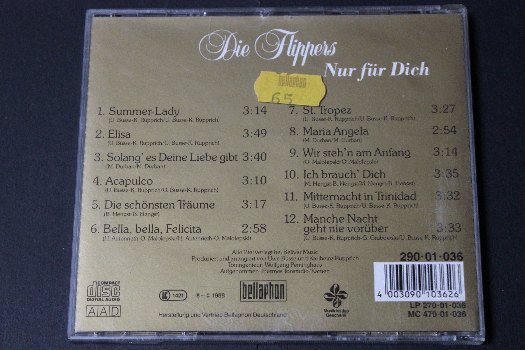 CDs: DIE FLIPPERS - NUR FÜR DICH CD!!!!!!!!!! – D'occasion à Tübach par JamesStone 2