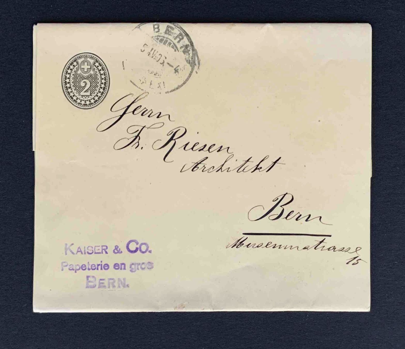 Buste & buste per spedizione: Teil einer alte Briefhülle, Bern, 1900er Jahre, – Usato da Goldau venduto da artelier1