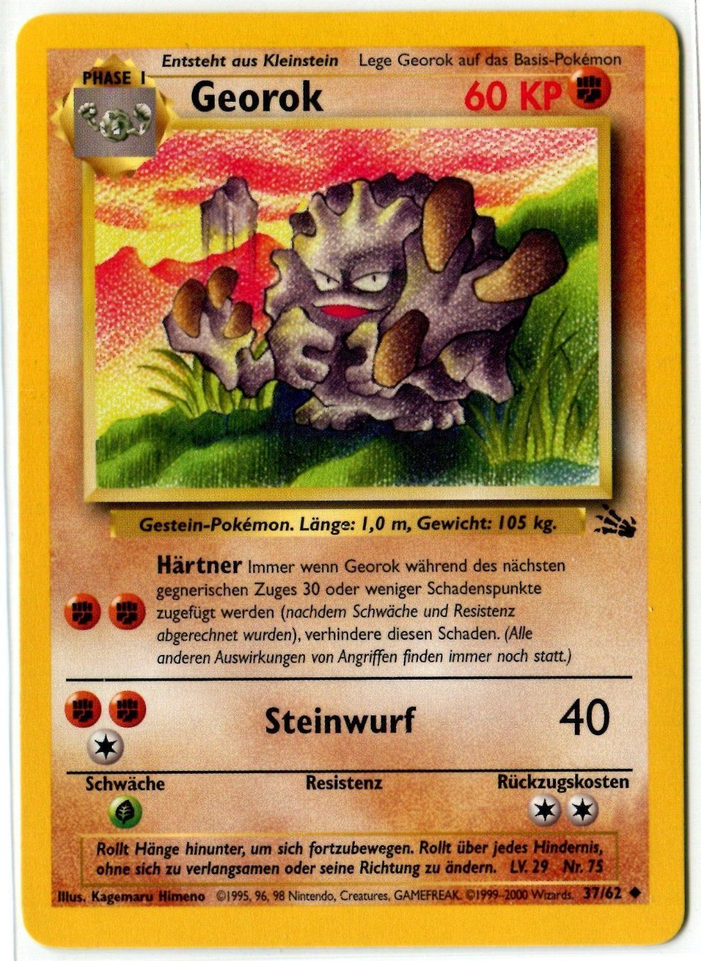 Pokémon Carte collezionabili: Georok Fossil Set 37/62 Deutsch MINT – Nuovo (secondo la descrizione) da Dornach venduto da Deco89