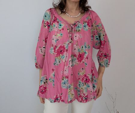 Flower Story Bluse pink geblümt Gr. 40/42 leichte Verfärbung