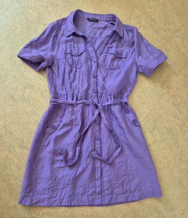 FRANK WALDER KLEID VIOLETT 40 L LEINEN,  TOP ZU JACKE BLAZER