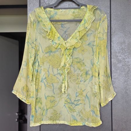 🐸 NILE ZARTE REINE SEIDENBLUSE M RÜSCHEN BLUSE 100% SEIDE
