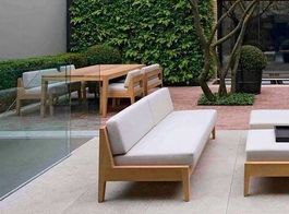 Sofa Kanapee Lounge Couch Polstermöbel Loungesofa Teak Holz