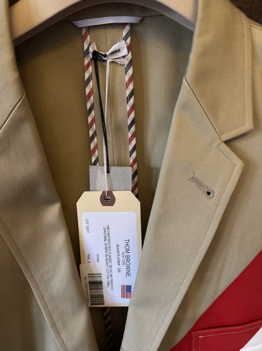 Giacche: THOM BROWNE Diagonal Unconstructed BeigeBlazer Jacket 4 / 52 – Nuovo (secondo la descrizione) da Kreuzlingen venduto da kruezbiz 2