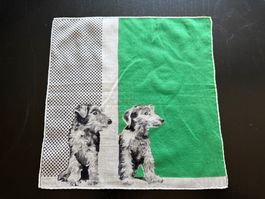 Taschentuch mit Hundenmotiv grün 26x26cm guter Zustand