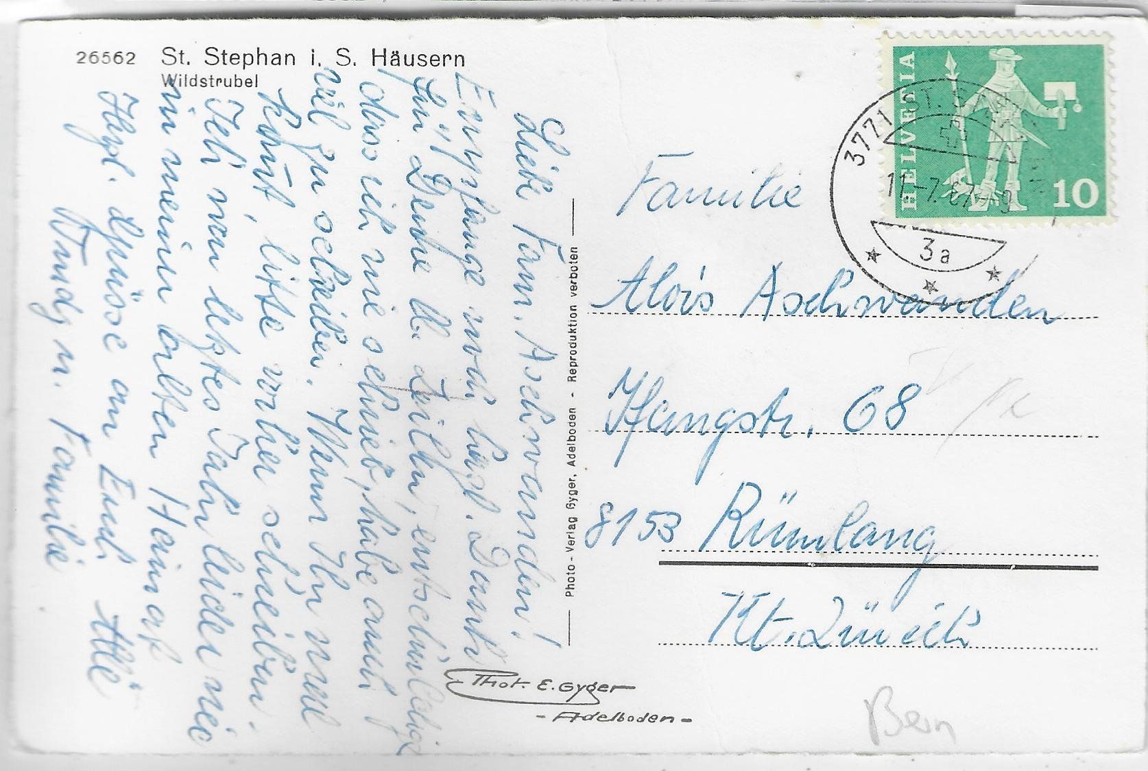 Cartoline postali: St. Stephan i.S. - Häusern - Photo: E. Gyger – Usato da Ettingen venduto da Kartenplanet 1
