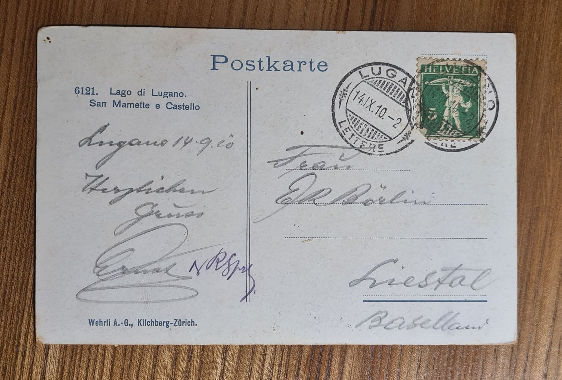 Cartoline postali: Lago di Lugano, San Mamette e Castello 1910 – Usato da Ebikon venduto da Donar50 1