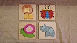 Holz-Puzzle-Set mit 4 Tier-Motiven