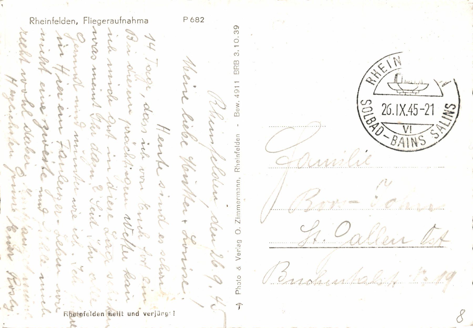 Cartoline postali: Rheinfelden, Fliegeraufnahme – Usato da Bronschhofen venduto da Astore 1