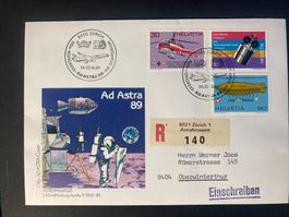 Schweiz 1989 Cachet 3+Stempel ASTRA 89 R-Brief MiF Luftfahrt
