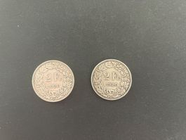 2 x 2 Franken 1920 Münze 835 Silber