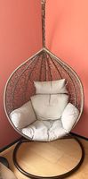 Hängesessel mit Gestell & Kissen  Rattan-Optik
