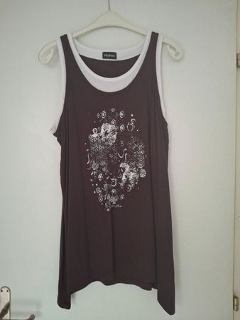 Mia Linea Shirt, Grosse Grössen, Braun/Weiss, Top Zustand!