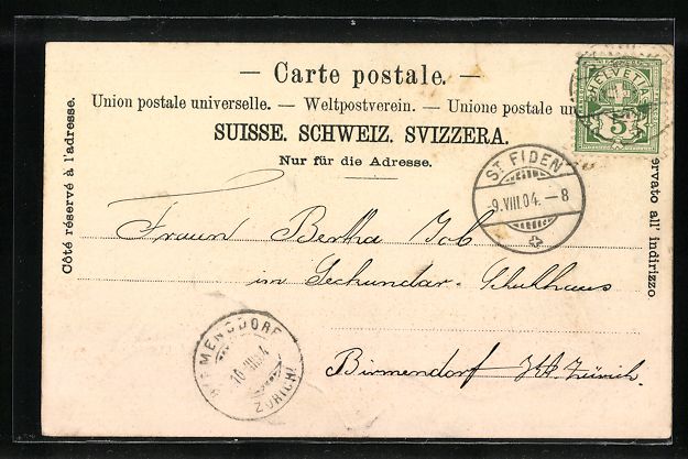 Cartes postales: Litho St. Gallen, Blick von der Mühltre – D'occasion à Berlin par bartko-reher 1