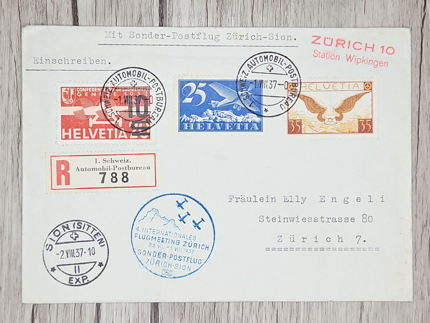Tutti i francobolli: CL13 Enveloppe + Timbre Suisse 1937 – Usato da Cousset venduto da Patrick_Collections