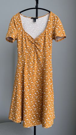 Sommerkleid Blumenmuster Ocker Gr. S „Forever 21“