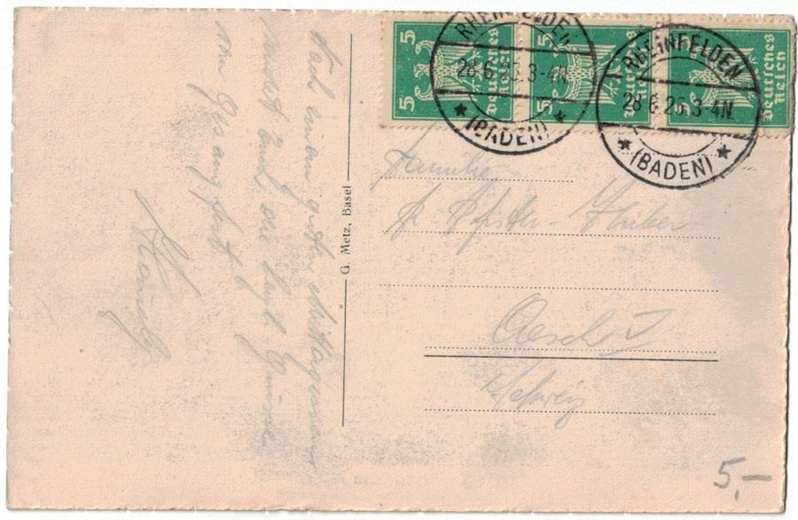 Cartoline postali: Rheinfelden, gelaufen 1925 – Usato da Frauenfeld venduto da POML 1