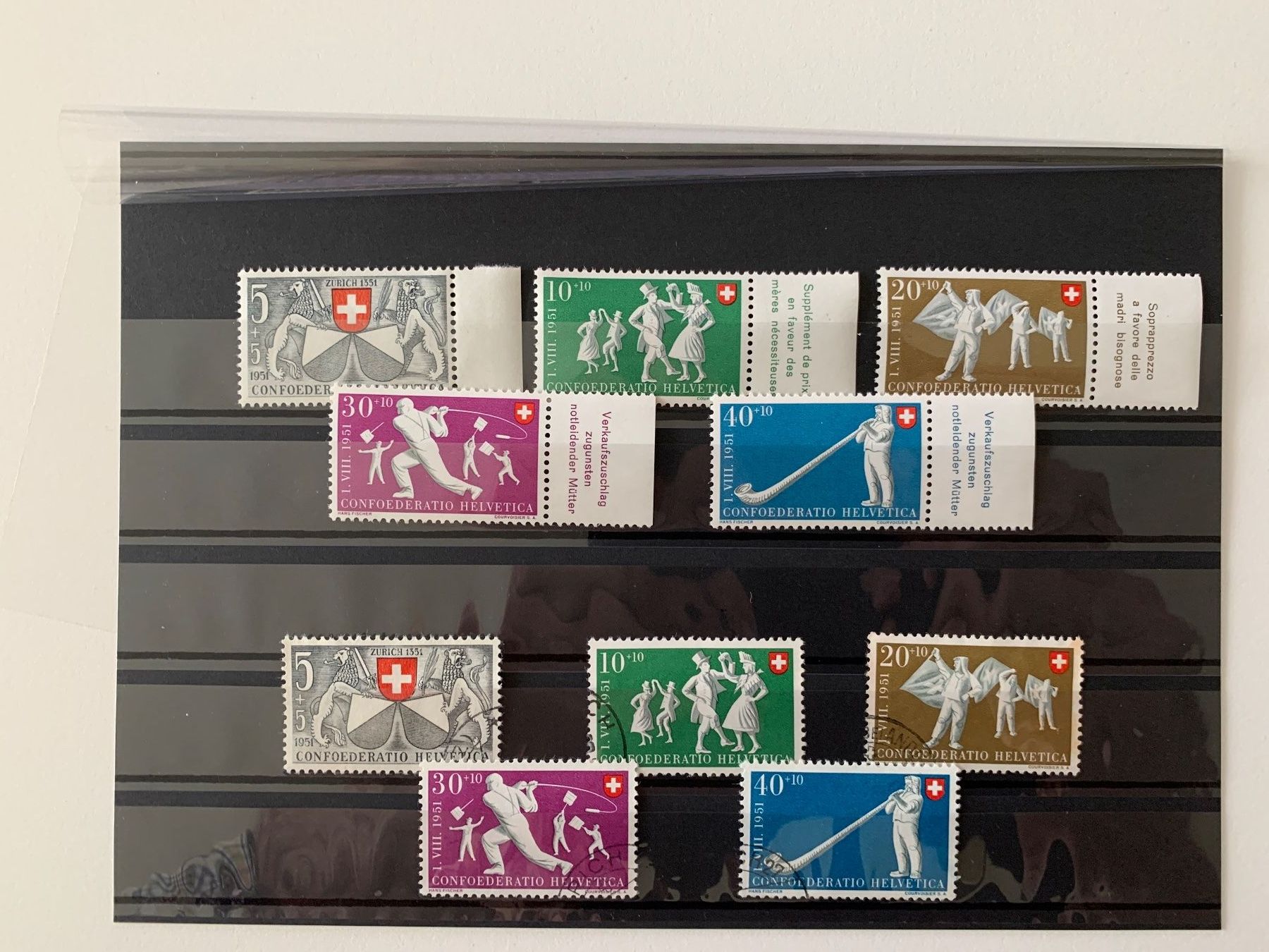 Tutti i francobolli: Pro Patria 1951 postfrisch mit Tabs und gestempelt – Usato da Willisau venduto da Repfuesch