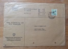 SBK 53 auf amt. Brief, Eidg Volkszählung 1950 nach Güttingen