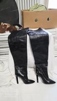Saint Laurent Paris Overknee Lederstiefel Gr. 36 Schwarz –
