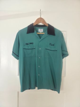 FUCT Red Devil Bowling Shirt Size Medium Türkis