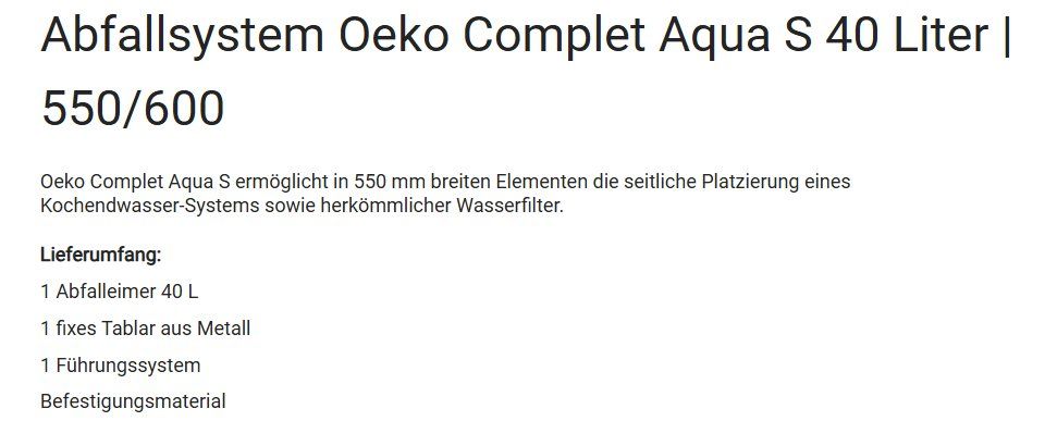 Cestini per rifiuti: 073 Peka Abfallsystem Oeko Complet Aqua Typ S – Nuovo (secondo la descrizione) da Derendingen venduto da Meisterstuecke 2