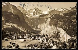 AK Wengen, Ortsansicht mit Grosshorn, Breithorn, Tschingelth