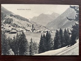 KLOSTERS - PLATZ mit Bahnlinie im Vordergrund, 1916