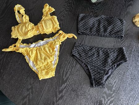 Bikini Set Gelb & Schwarz - Leicht & Sommerlich Grösse XS