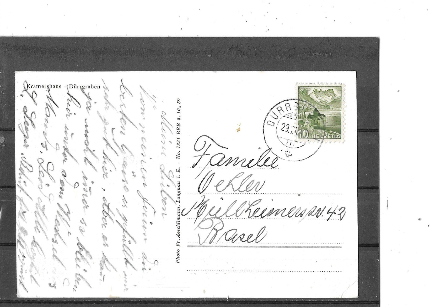 Cartoline postali: BE Dürrgraben 1949 – Usato da Schocherswil venduto da Wilare 1
