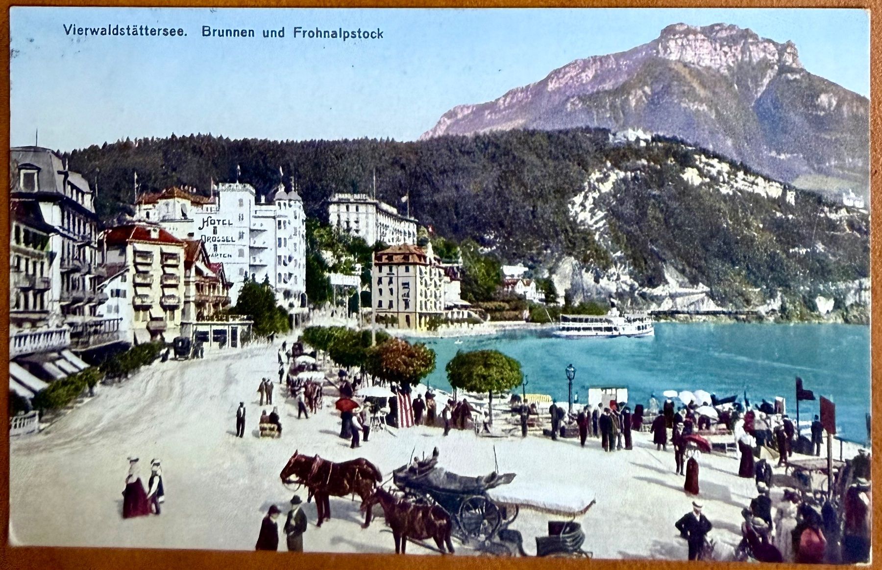 Cartoline postali: Brunnen - Dampfschiff- Calèche, animation 1914 – Usato da Lutry venduto da Ediego