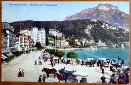 Brunnen - Dampfschiff- Calèche, animation 1914