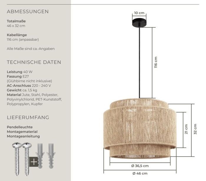 Lustres & lampes de plafonds: Pendelleuchte Lignea Lux – Neuf avec emballage d'origine à Oberegg par MR-shop 3
