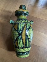 Mid Century Vintage Keramik Vase 70er Jahre grün vigemustert