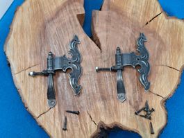 2 Möbel Kreuz Bänder mit Kloben, Antik Syle (LOT3284#MBS3)