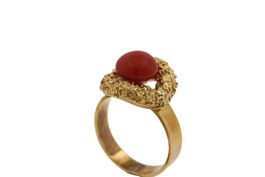 Vintage Korallen Ring 18K Gelbgold *S2526