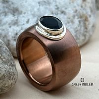 Edelstahl Statement  Ring mit Onyx Grösse 60
