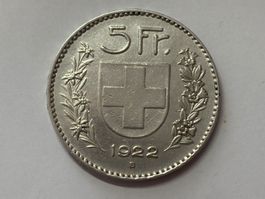 5 CHF 1922 Helvetia Fünfliber/Silber Münze Franken