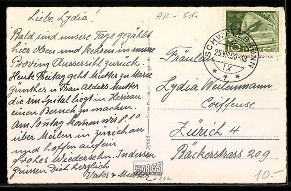 Cartoline postali: AK Schwellbrunn, Mit Säntis, 1950 – Usato da Berlin venduto da bartko-reher 1