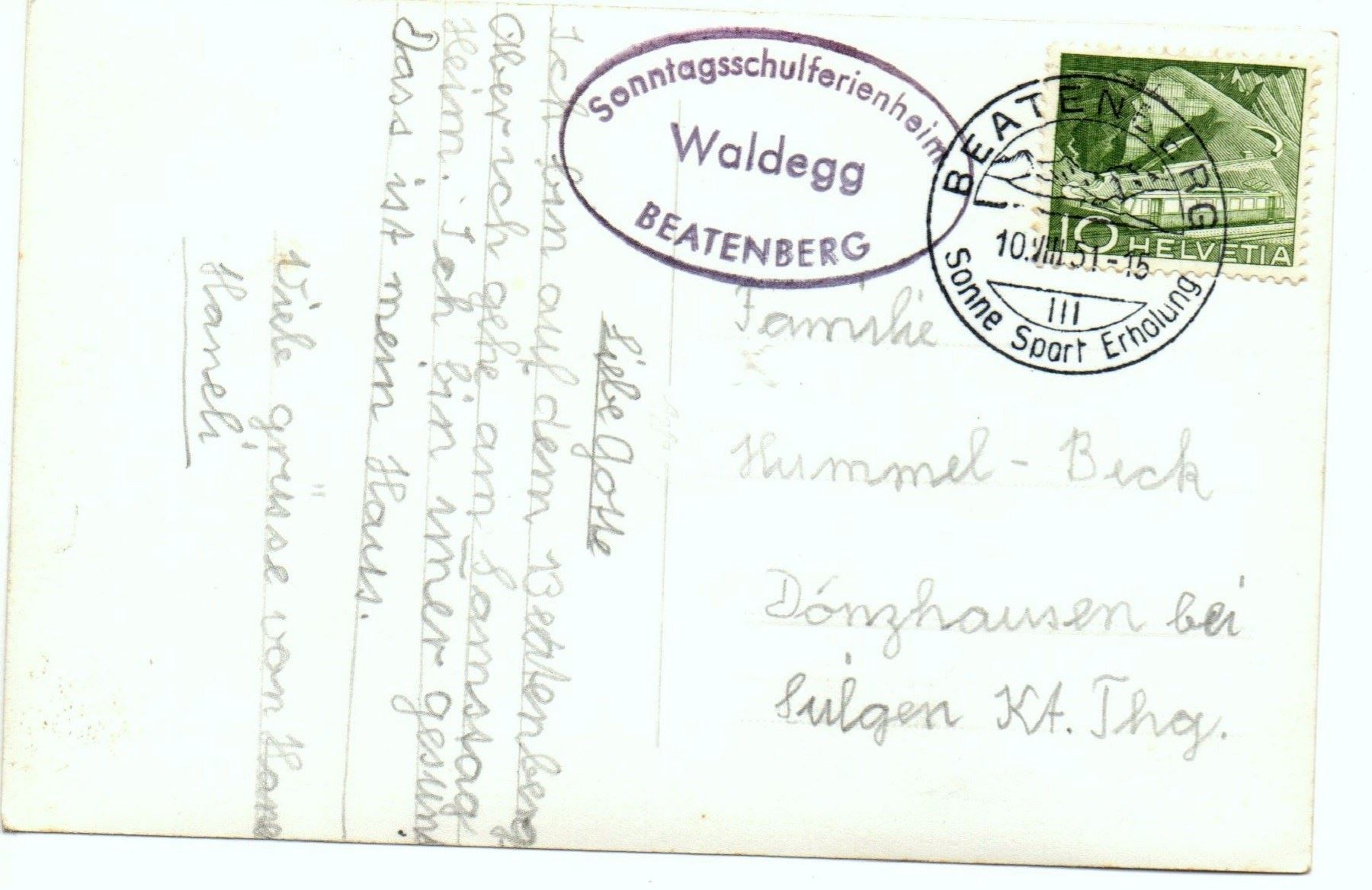 Cartoline postali: BEATENBERG Sonntagsschulferienheim Waldegg - Auto – Usato da Jona venduto da philajona 1