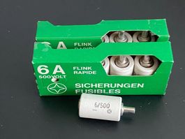 5 Sicherungen Schmelzeins. 500V 6A Flink