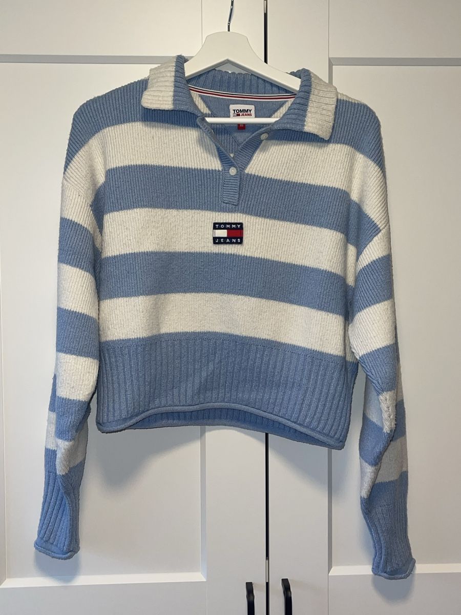 Tommy Hilfiger Maglioni & Felpe: Tommy Jeans Strickpullover XS, blau-weiss gestreift – Usato da Roggwil BE venduto da 7lara7