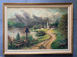 Gemälde Original Landschaftsgemälde unleserlich signiert