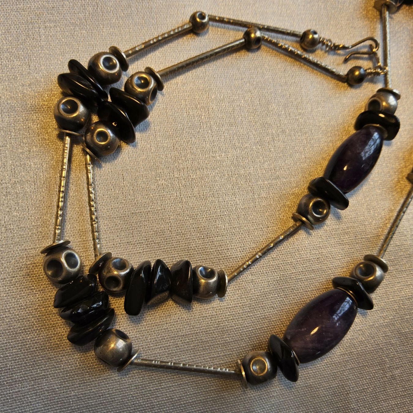Catenine: Handmade Sterling Silber/Amethyst/Onyx Halskette Collier – Usato da Zürich venduto da helsan 3