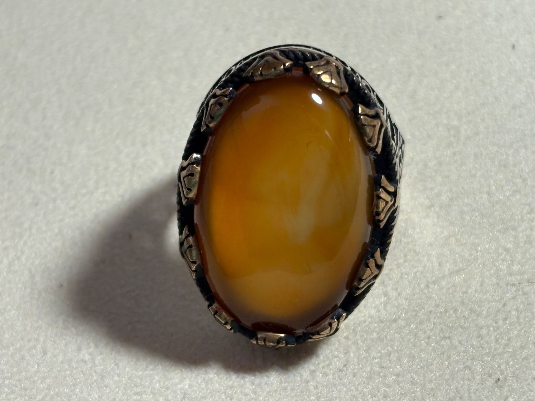 Ringe: Silberring 925, mit gelben Achat, Grösse 26 – Gebraucht aus St. Peterzell von verena40