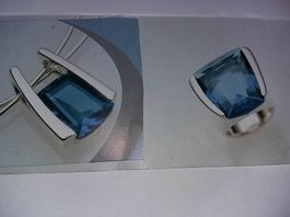Ring Gr. 7 und Anhänger Silber 925/Aquamarin Pierre Lang