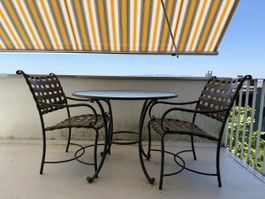 Garden Table and 4 Chairs Set Glass Metal Frame Used