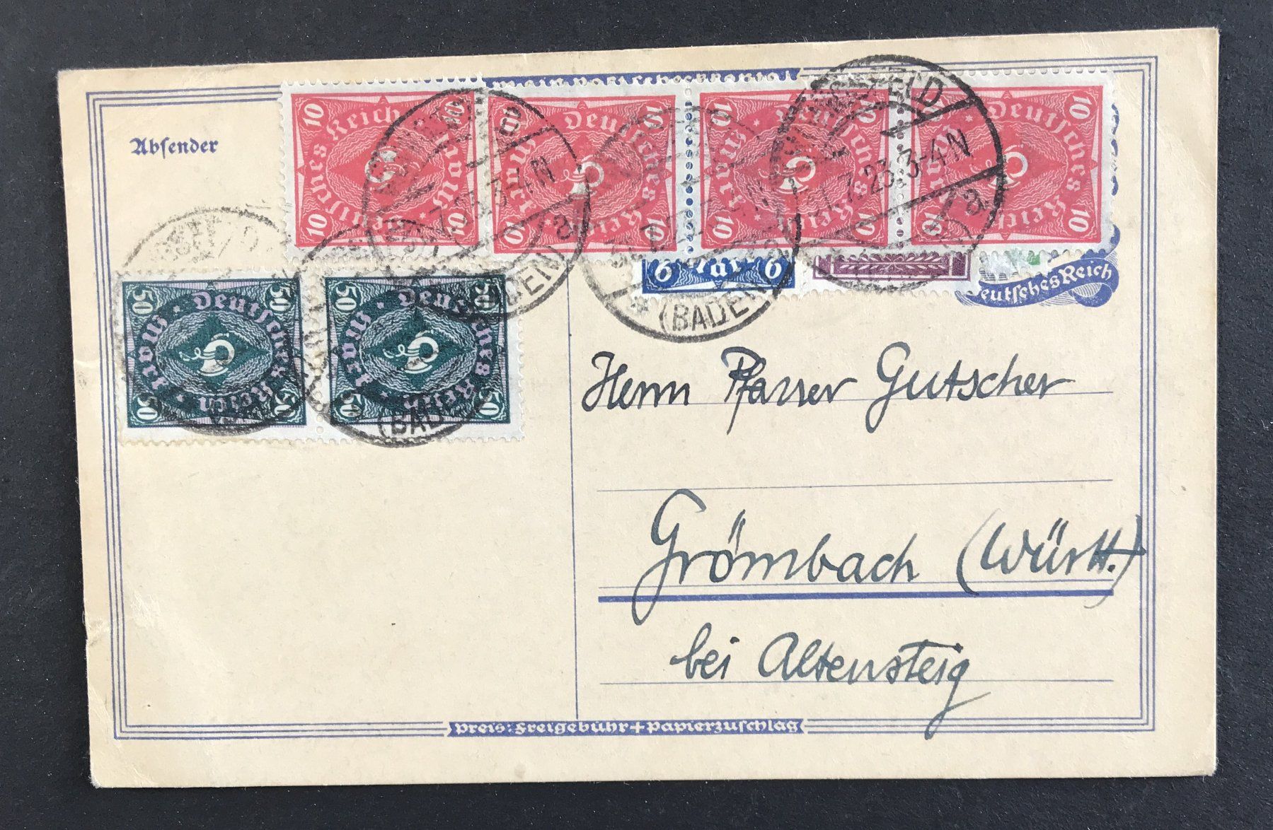 Tutti i francobolli: POSTKARTE DEUTSCHES REICH – Usato da Ostermundigen venduto da Kari1937