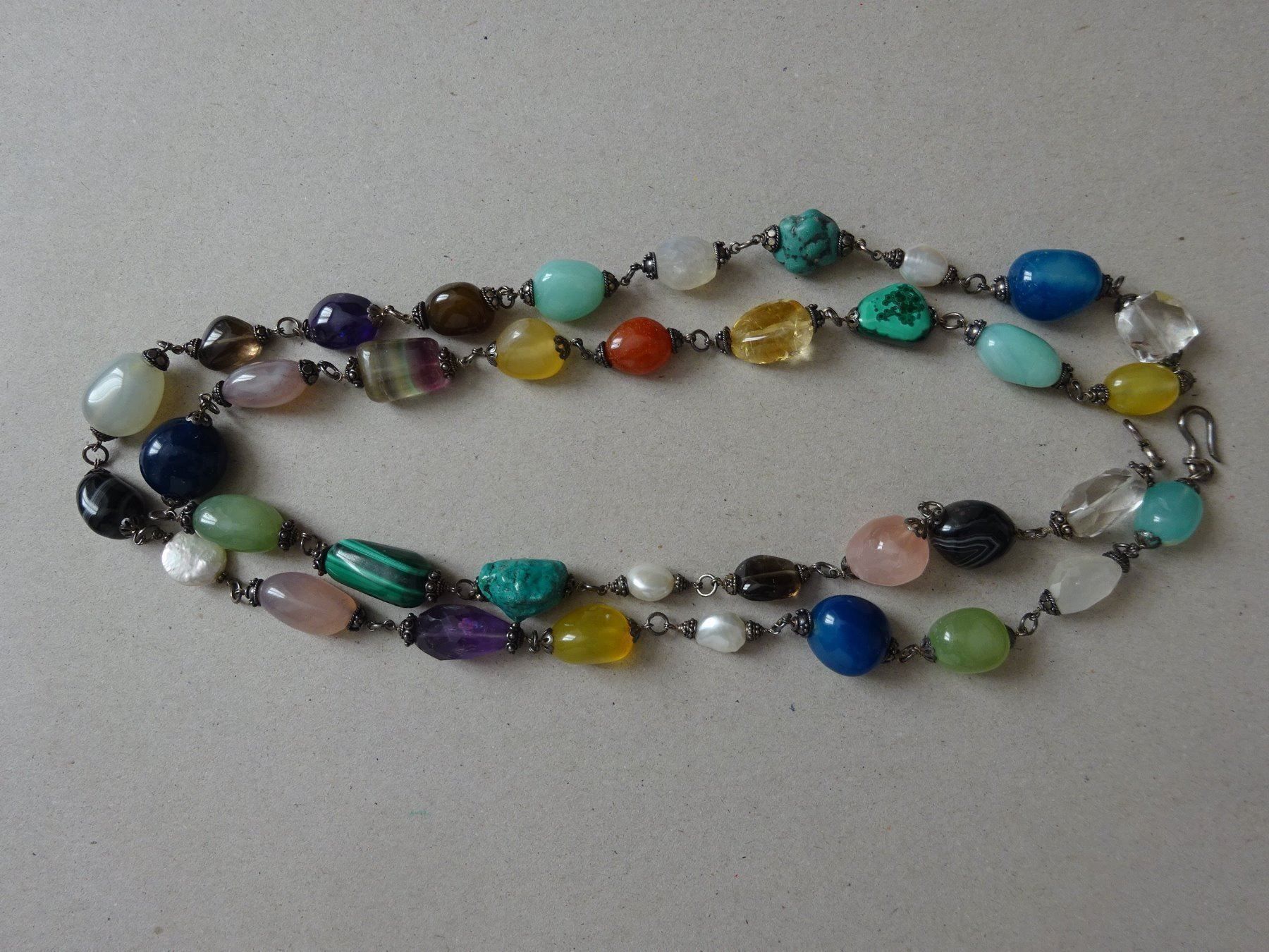 Catenine: Multicolor Edelsteinkette - 925 S – Usato da Esslingen venduto da eintagammeer