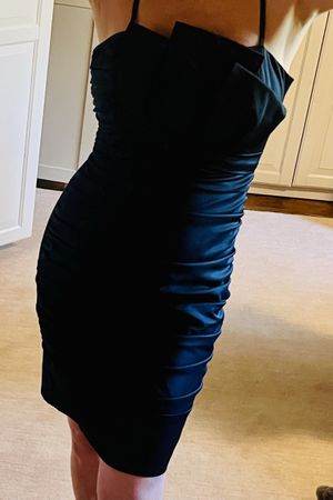 Luxus-Abendkleid, dunkelblau, Gr. 36 mit Raffungen
